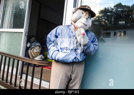 Life-size dolls in Nagoro Village in Shikoku, Japan. Made as part of an offbeat effort to keep the village populated as residents leave or pass away. Stock Photo