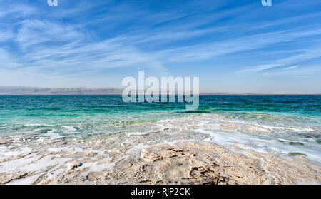 Beautiful view of the Dead Sea seen from the Israeli border. Stock Photo