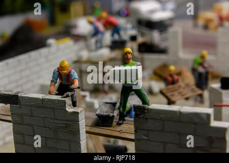 Miniature model of a building site , at Kolejkowo, Wrocław, Wroclaw, Wroklaw, Poland Stock Photo