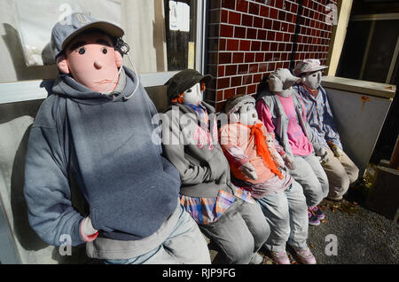 Life-size dolls in Nagoro Village in Shikoku, Japan. Made as part of an offbeat effort to keep the village populated as residents leave or pass away. Stock Photo