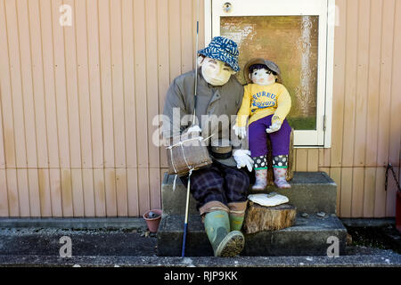 Life-size dolls in Nagoro Village in Shikoku, Japan. Made as part of an offbeat effort to keep the village populated as residents leave or pass away. Stock Photo