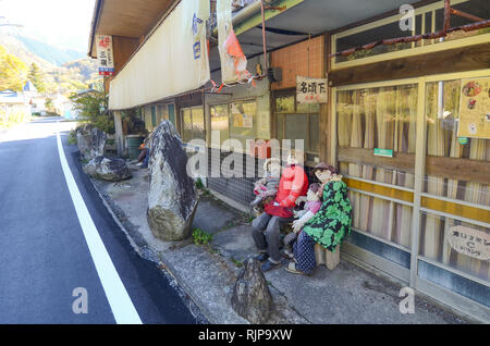 Life-size dolls in Nagoro Village in Shikoku, Japan. Made as part of an offbeat effort to keep the village populated as residents leave or pass away. Stock Photo