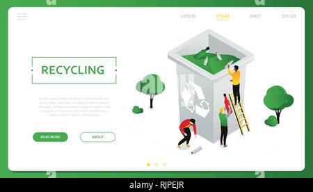 Recycling - modern colorful isometric vector web banner Stock Vector