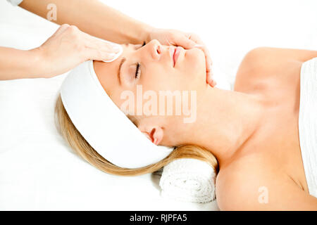 Young woman having beauty skin treatment Stock Photo