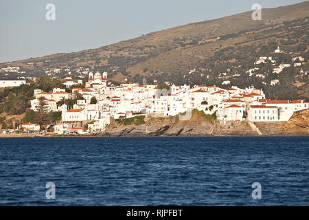 Andros village in Andros island in Greece Stock Photo