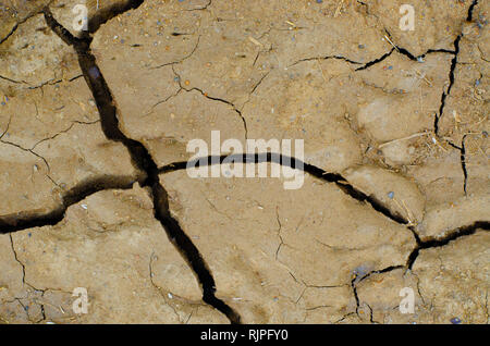 Cracks and fissures in the dry earth create beautiful, richly textured images. Stock Photo