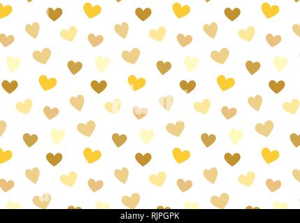 Vector hearts pattern in golden colors palette. Valentine background Stock Vector