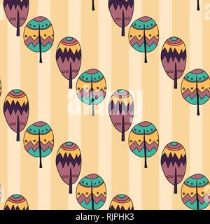 Handdrawn seamless doodle pattern of trees Stock Vector