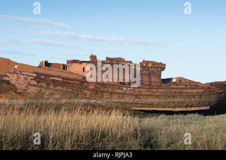 Rusty old shipwreck at Fleetwood, Lancashire UK Stock Photo