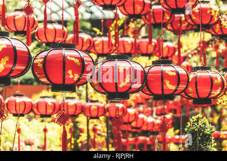 Chinese lunar new year red lantern decorations 2019 Stock Photo