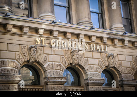 The recently regenerated St Georges Hall, Bradford, West Yorkshire, UK Stock Photo