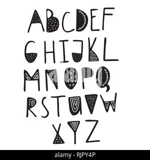 Funny childish made with ink alphabet Stock Vector