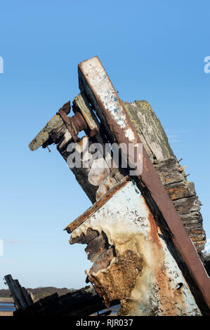 Wooden shipwreck on The River Wyre, Fleetwood, Lancashire. UK Stock Photo