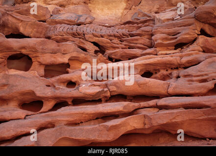 Rock formations in Egypt's Coloured Canyon, located near the Sinai town of Nuweiba, Egypt, are seen Jan. 23, 2019. (Photo/Hasan Jamali) Stock Photo