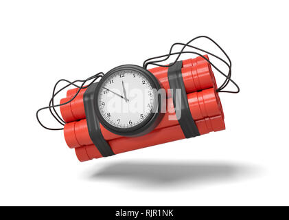 Time bomb, alarm clock attached to dynamite sticks, symbolic image ...