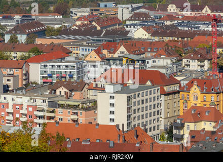 aerial view of Wuerzburg, a franconian city in Bavaria, Germany Stock Photo