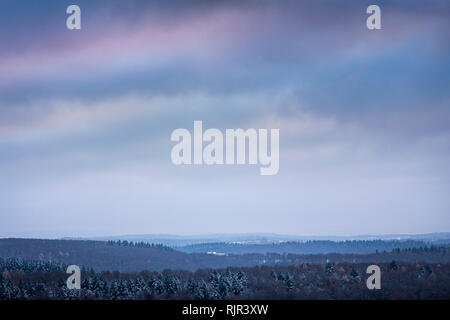 Black Forest landscape in winter, elevated view, Nussbaum, Germany Stock Photo