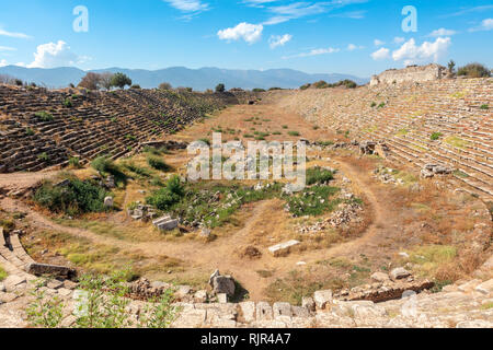 The Stadium at Aphrodisias in Turkey is located to the north of the ancient city and is one of the best preserved ancient stadiums in the world. Stock Photo