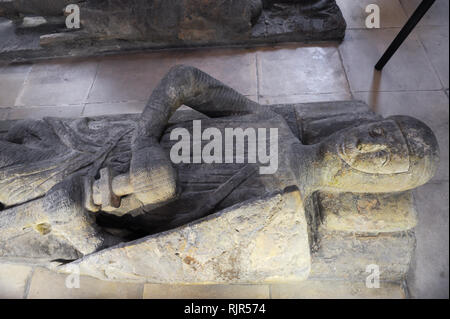 Gilbert Marshal, 4th Earl of Pembroke, effigy in Romanesque Temple Church built 1185 by Knight Templars known from Dan Brown's 2003 best-selling novel Stock Photo