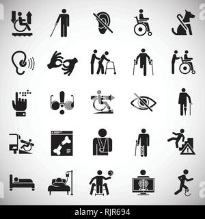 Disability icons set on white background for graphic and web design, Modern simple vector sign. Internet concept. Trendy symbol for website design web button or mobile app. Stock Vector