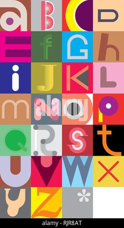 Vector illustration featuring the letters of the alphabet. Abstract art ...