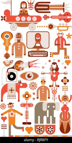 Circus and Carnival Icons Isolated on White Background Stock Vector ...