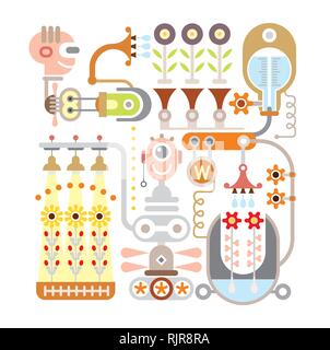 Flower Gardening - vector illustration on white background. Flower factory. Stock Vector