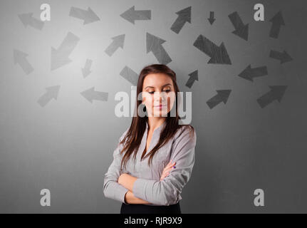 Business person choosing between several directions  Stock Photo