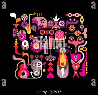 Abstract Music Background on black. Vector illustration. Stock Vector