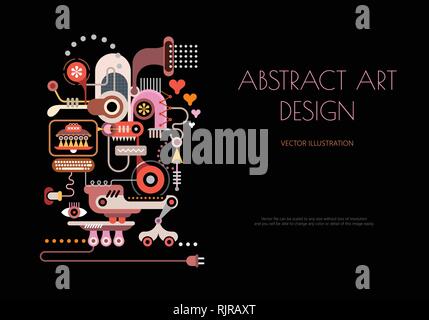 Electric equipment, Abstract art design isolated on a black background. Vector poster design with abstract decorative composition and place for text. Stock Vector