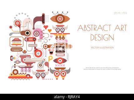 Abstract art design isolated on a white background. Vector poster design with abstract decorative composition and place for text. Stock Vector