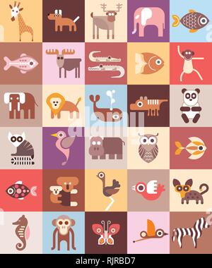 ostrich with panda and hippopotamus wild animals vector illustration ...