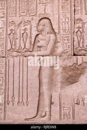 Egyptian State personified, in a relief at the Temple of Hathor Dendera, Egypt Stock Photo