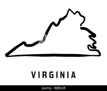 Virginia simple logo. State map outline - smooth simplified US state shape map vector. Stock Vector