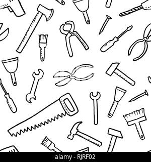 Tools texture - seamless background. DIY and woodworking tools vector. Stock Vector