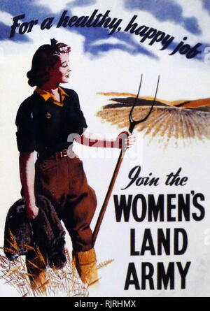 World war two, British, Women's Land Army, propaganda poster. 1940. Stock Photo