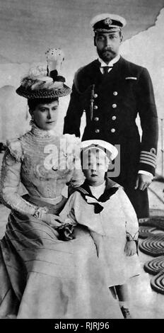 Left to right Princess Mary, Later Queen Mary, Prince George, (later King George V) and Prince Edward (later King Edward VIII). 1897 Stock Photo