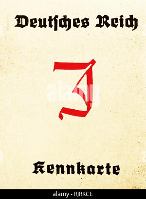 Jewish persons Identity card (Deutsches Reich Kennkarte), marked with 'J' Judes (Jew), Nazi Germany, 1938 Stock Photo