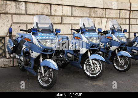 ROME - MAY 10: BMW motorcycles of Polizia Stradale on May 10, 2010 in Rome. Polizia Stradale is Italian national traffic police. Italian police forces Stock Photo