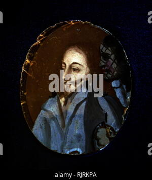 Cameo enamel painted portrait of King Charles I (1600 - 1649). monarch of the three kingdoms of England, Scotland, and Ireland from 27 March 1625 until his execution in 1649.