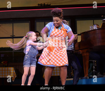 Photo Must Be Credited ©Alpha Press 078237 07/02/2019 Arabella Duffy and Marisha Wallace as Becky during a photocall for the musical Waitress at the Adelphi Theatre in London Stock Photo