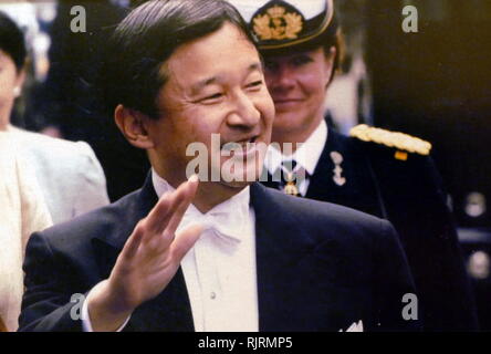 Naruhito, Crown Prince of Japan (born 1960), elder son of Emperor Akihito and Empress Michiko, which makes him the heir apparent to the Chrysanthemum Throne. Naruhito is expected to succeed his father as Emperor upon the latter's abdication on 30 April 2019. Stock Photo