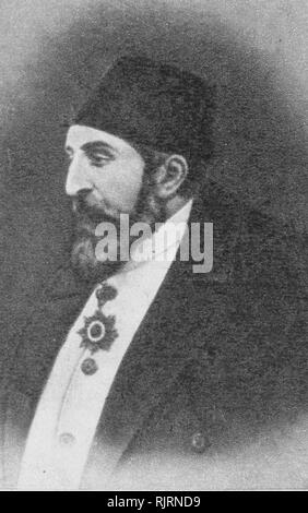 Abdul Hamid II (1842 - 1918), Sultan of the Ottoman Empire; last Sultan to exert effective control over the state. He oversaw a period of decline, with rebellions, particularly in the Balkans, and an unsuccessful war with the Russian Empire. He ruled from 1876 until he was deposed shortly after the 1908 Young Turk Revolution, in 1909. Stock Photo