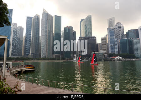 SINGAPORE - NOVEMBER 08, 2015: view of Singapore downtown. Singapore, officially the Republic of Singapore, and often referred to as the Lion City, th Stock Photo