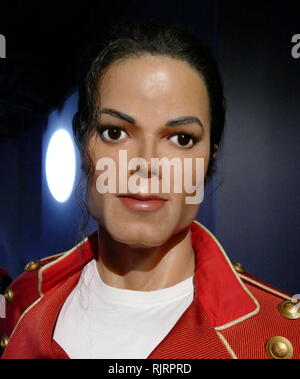 Waxwork figure depicting, Michael Jackson (1958 - 2009); American singer, songwriter, and dancer. Dubbed the 'King of Pop', he was one of the most popular entertainers in the world, and was the best-selling music artist during the year of his death Stock Photo