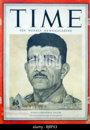 Mohamed Naguib (1901 - 1984), first President of Egypt, serving from the declaration of the Republic on 18 June 1953 to 14 November 1954. Along with Gamal Abdel Nasser, he was the primary leader of the Egyptian Revolution of 1952. Stock Photo