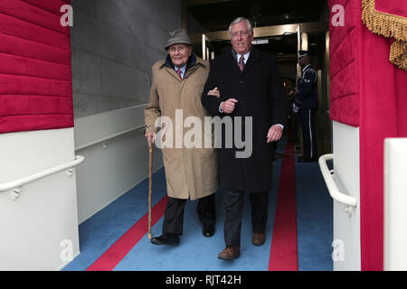 Washington, District of Columbia, USA. 6th Feb, 2013. United States House Minority Whip Steny Hoyer (Democrat of Maryland), right, escorts U.S. Representative John Dingel, (Democrat of Michigan), left, during the presidential inauguration on the West Front of the U.S. Capitol January 21, 2013 in Washington, DC. Barack Obama was re-elected for a second term as President of the United States. Credit: Win McNamee/Pool via CNP Credit: Win Mcnamee/CNP/ZUMA Wire/Alamy Live News Stock Photo