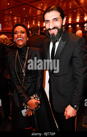 Berlin, Germany. 07th Feb, 2019. Lindiwe Suttle and Numan Acar attending the opening party at the 69th Berlin International Film Festival / Berlinale 2019 at Berlinale Palace on February 7, 2019 in Berlin, Germany. Credit: Geisler-Fotopress GmbH/Alamy Live News Stock Photo