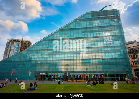 Manchester, UK - May 18 2018: The National Football Museum is The world's biggest and best football museum, originally based in Deepdale, Preston, Lan Stock Photo