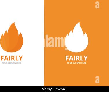 Fire logo combination. Unique torch logotype design template. Stock Vector